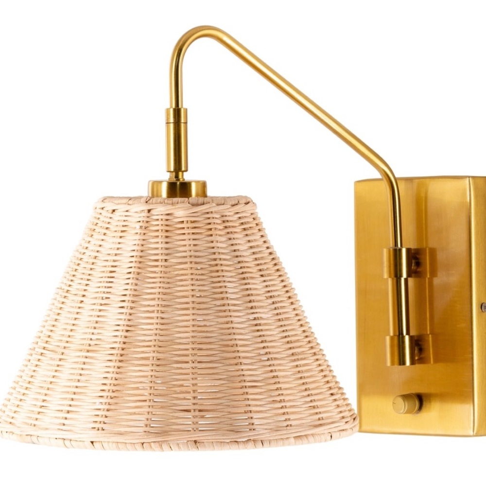 Gold and Tan Woven Wall Sconce